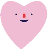Corazón rosa sonriente